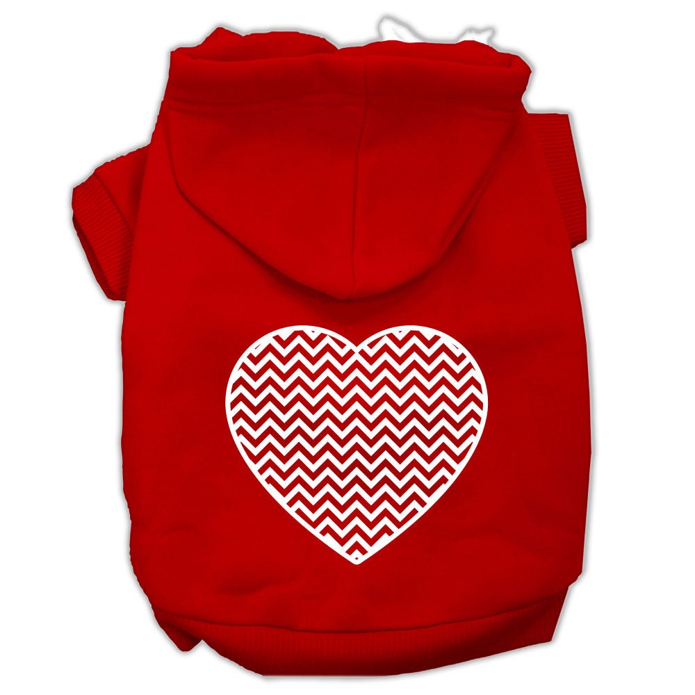 Pet Hoodie Screen Printed, "Chevron Heart"