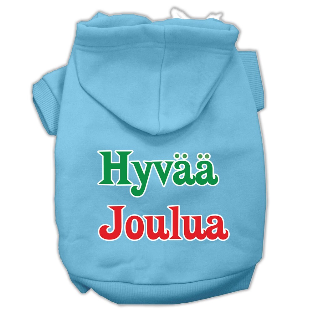 Pet Dog & Cat Hoodie Screen Printed, "Hyvaa Joulua"