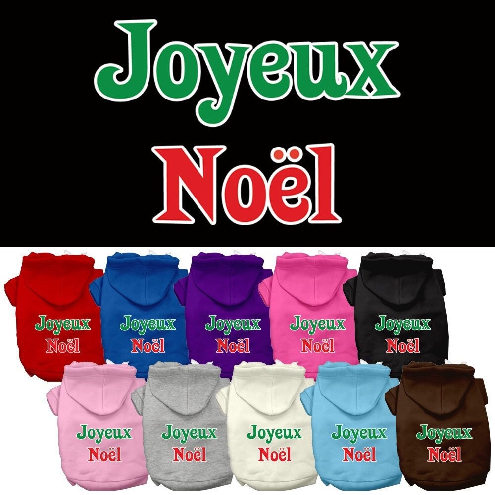 Christmas Pet Hoodie Screen Printed, "Joyeux Noel"