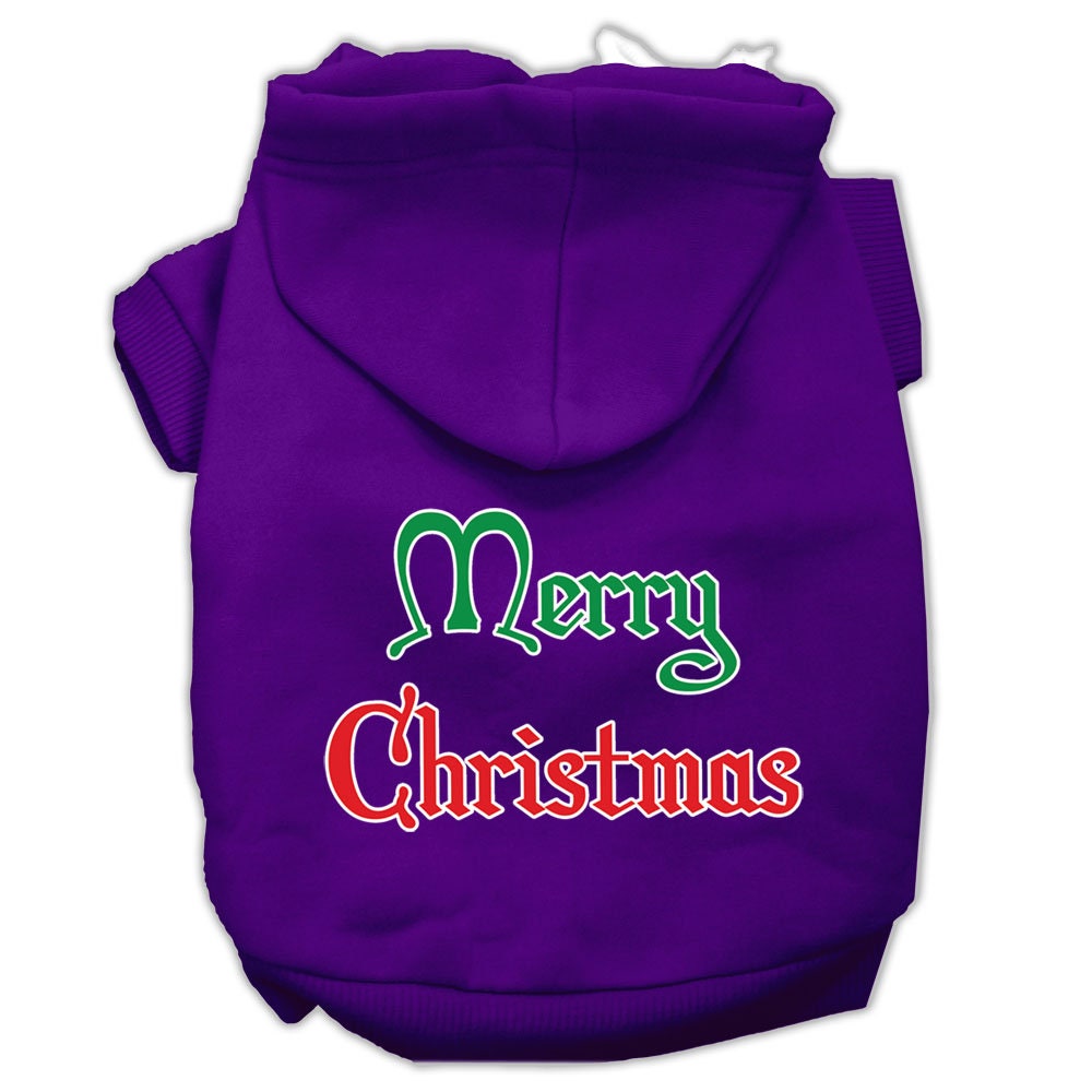 Christmas Pet Hoodie Screen Printed, "Merry Christmas"