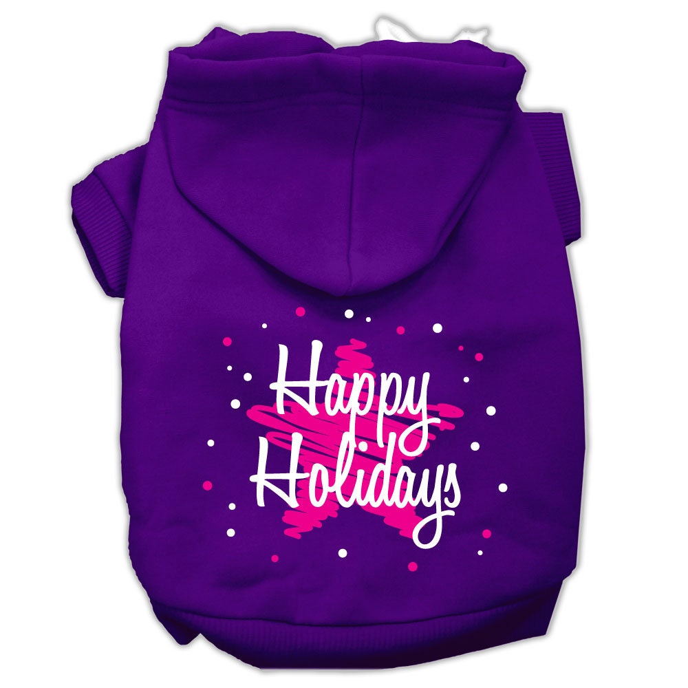 Christmas Pet Hoodie Screen Printed, "Scribble Happy Holidays"