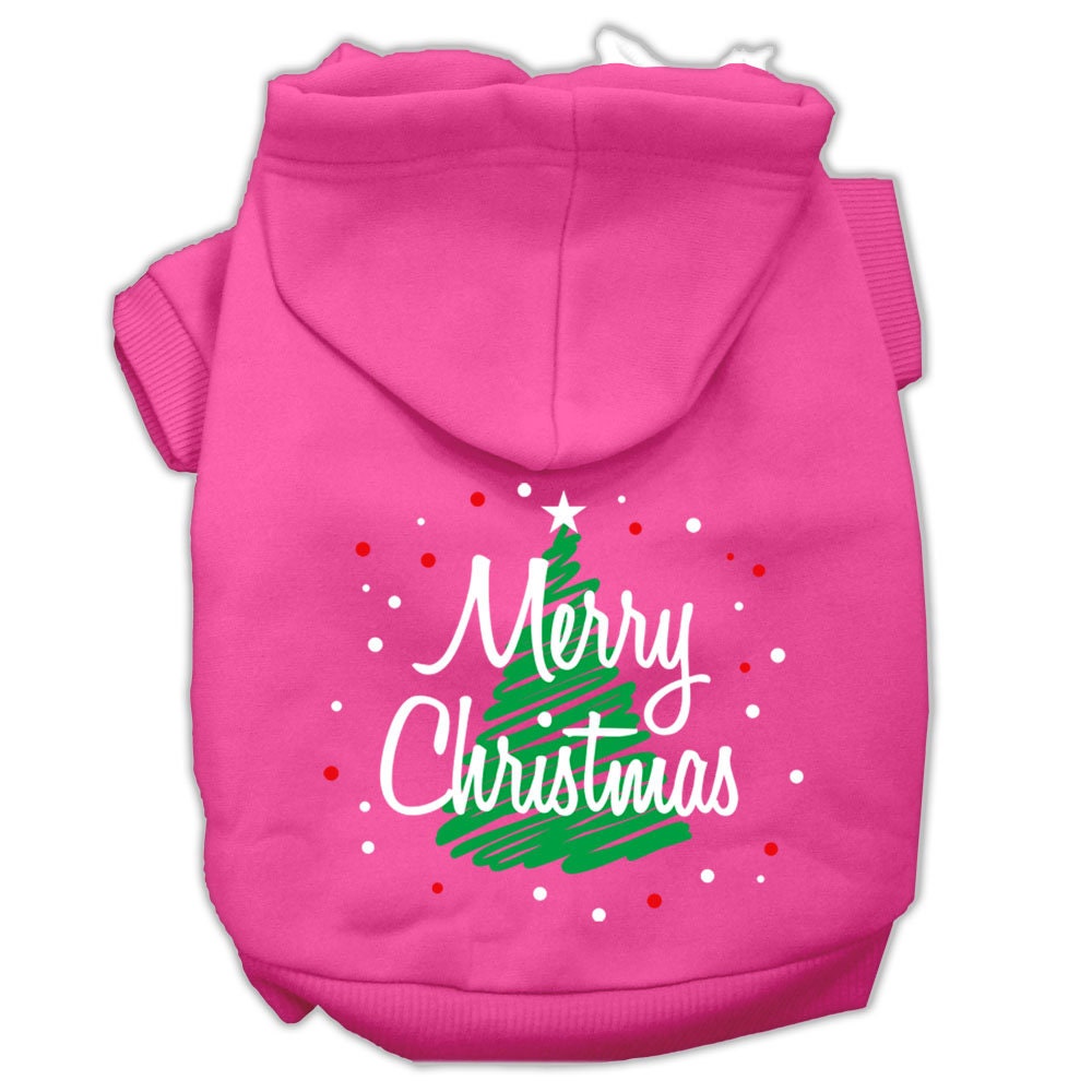 Christmas Pet Hoodie Screen Printed, "Scribble Merry Christmas"