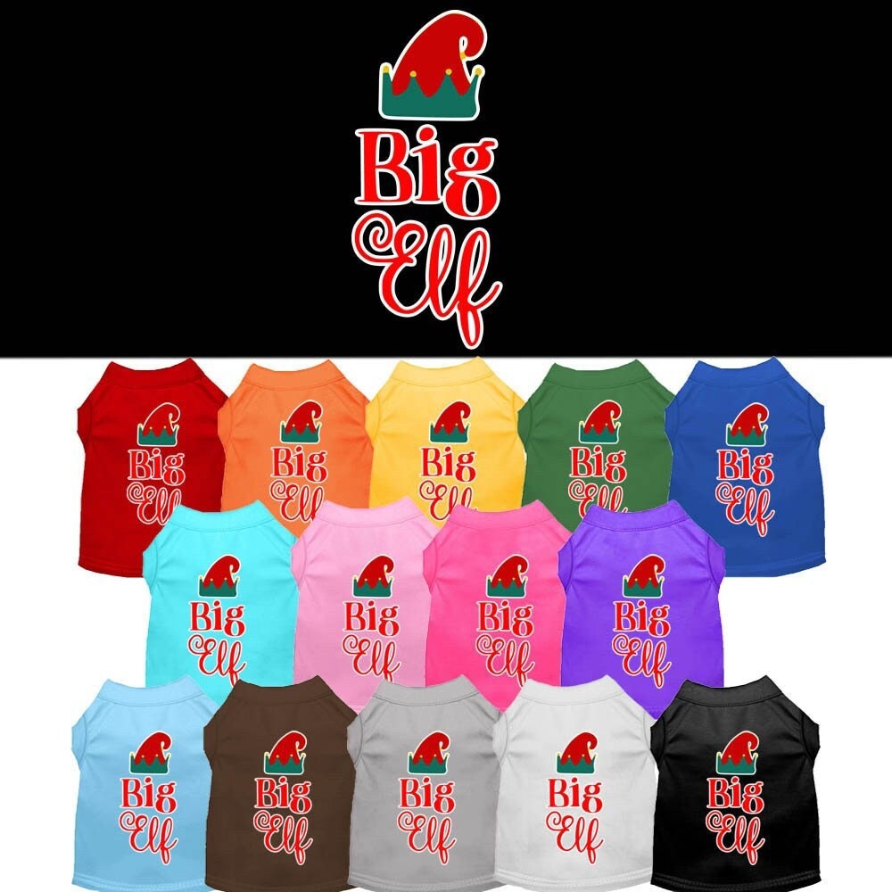Christmas Pet Shirt Screen Printed, "Big Elf"