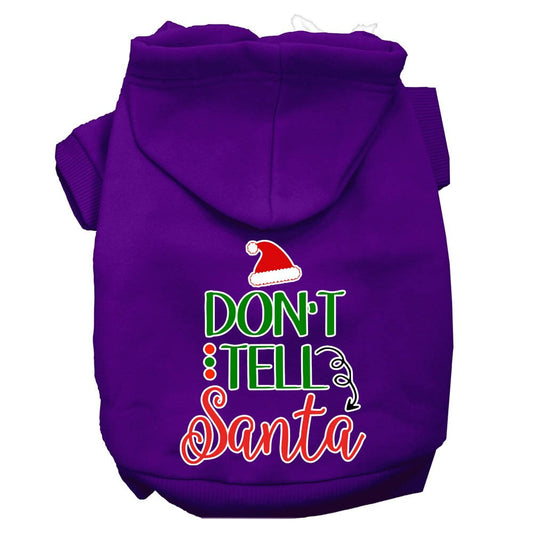 Christmas Pet Hoodie, "Don't Tell Santa"