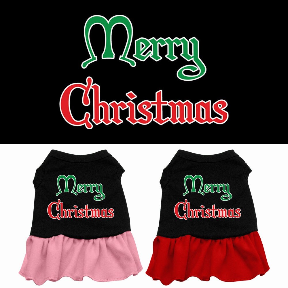 Christmas Pet Dress Screen Printed, "Merry Christmas"