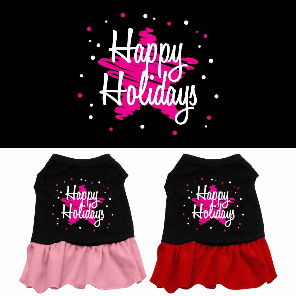 Christmas Pet Dress "Scribble Happy Holidays"