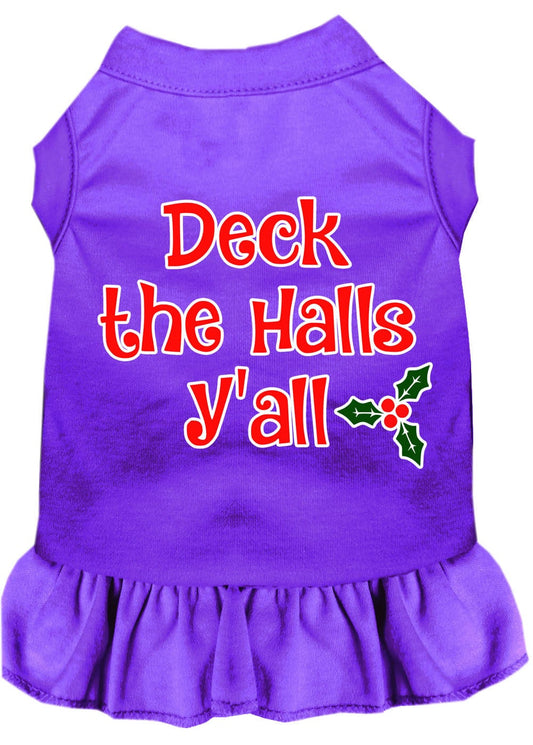 Christmas Pet Dress Screen Printed, "Deck The Halls Y'all"