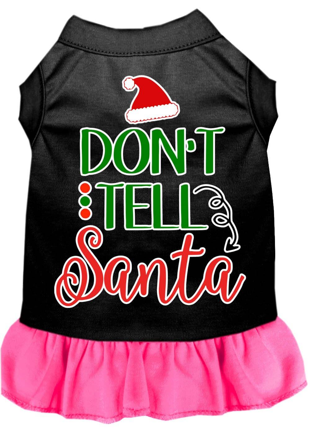 Christmas Pet Dress Screen Printed, "Don't Tell Santa"