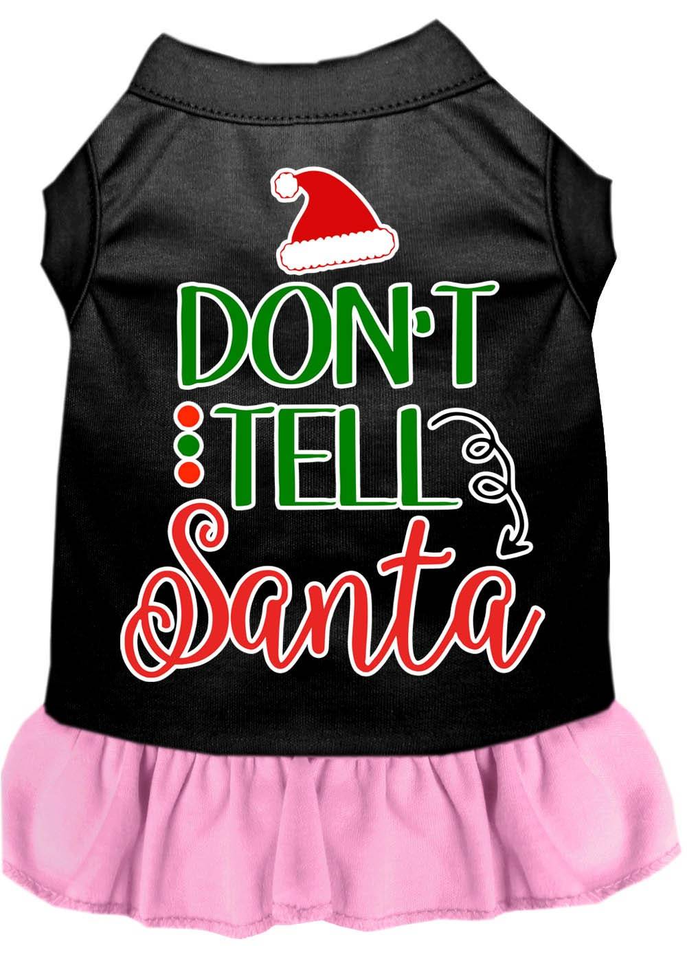Christmas Pet Dress Screen Printed, "Don't Tell Santa"