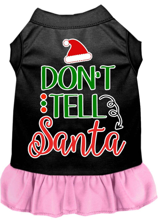 Christmas Pet Dress Screen Printed, "Don't Tell Santa"