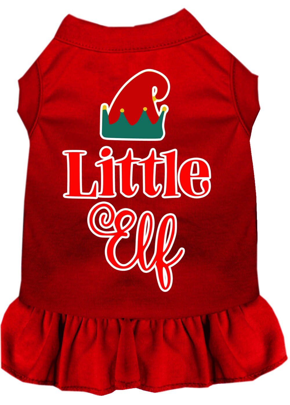 Christmas Pet Dress Screen Printed, "Little Elf"