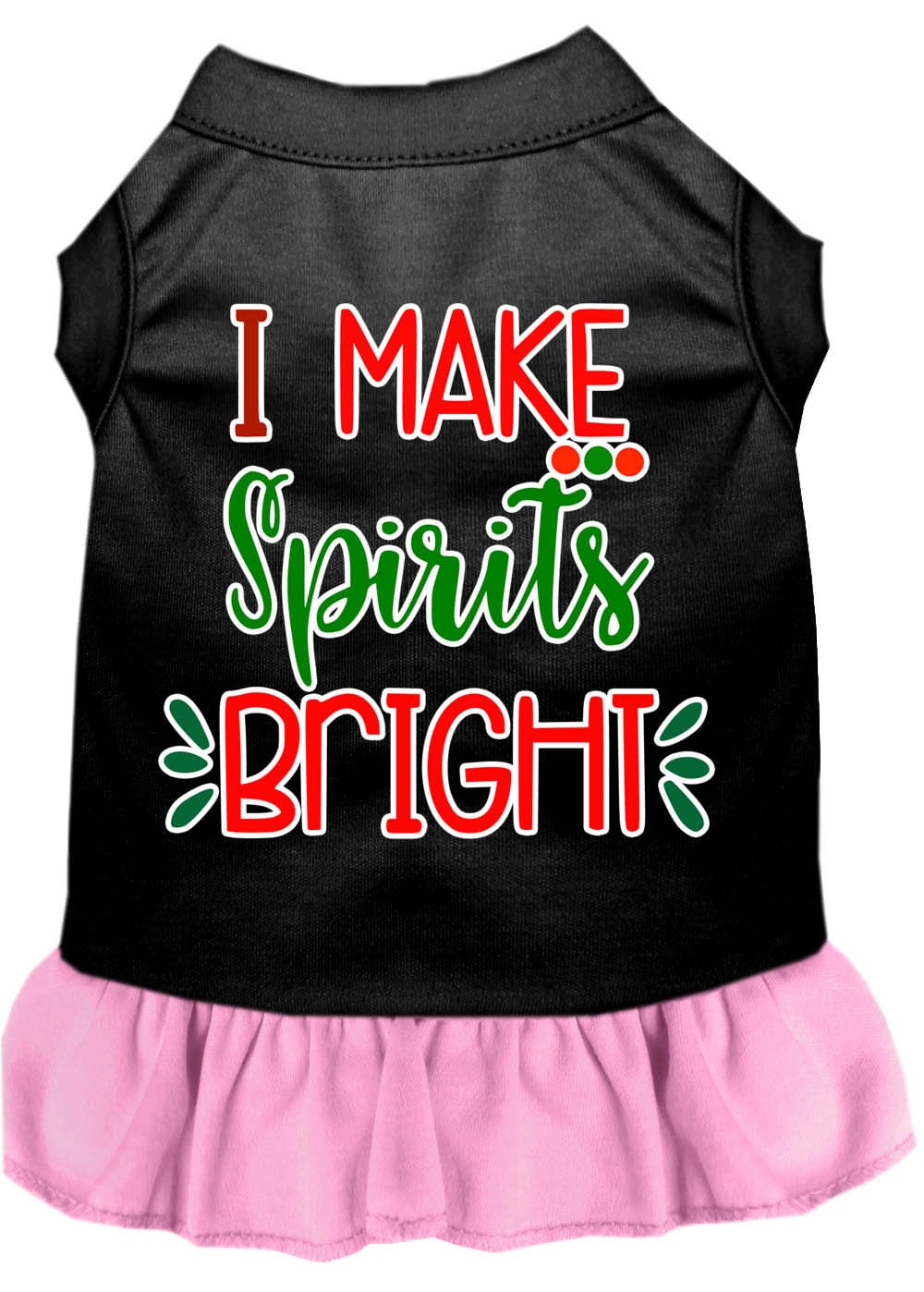 Christmas Pet Dress Screen Printed, "I Make Spirits Bright"