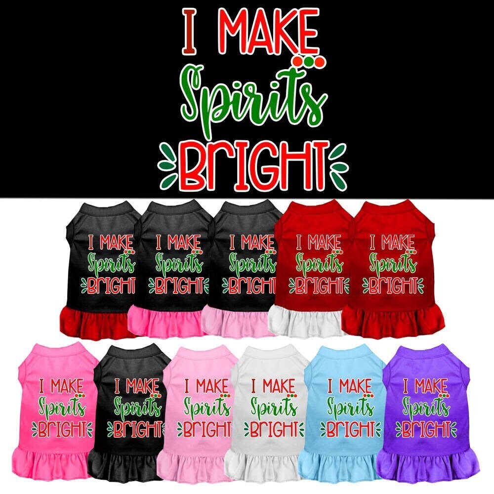 Christmas Pet Dress Screen Printed, "I Make Spirits Bright"