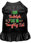 Load image into Gallery viewer, Christmas Pet Dress Screen Printed, "I Hope Rudolph Eats The Naughty List"
