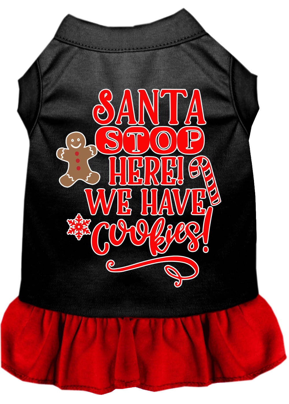 Christmas Pet Dress Screen Printed, "Santa Stop Here, We Have Cookies"