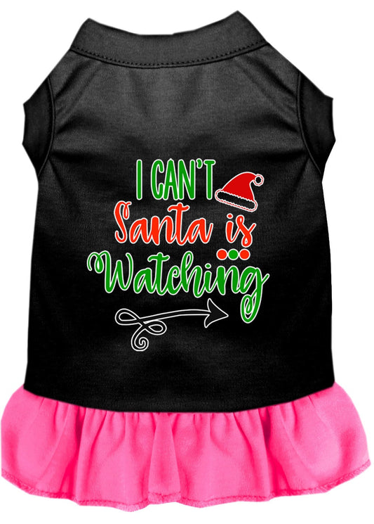 Christmas Pet Dress Screen Printed, "I Can't, Santa Is Watching"