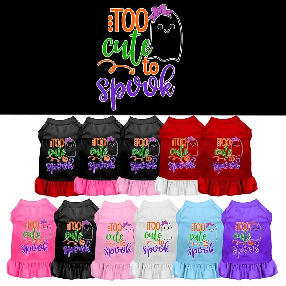Halloween Pet Dog & Cat Dress, "Too Cute To Spook - Girly Ghost"