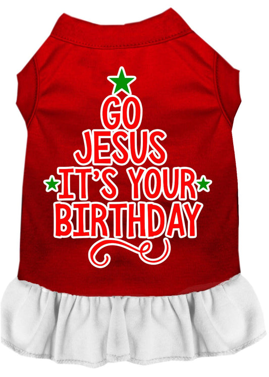 Christmas Pet Dress Screen Printed, "Go Jesus, It's Your Birthday"