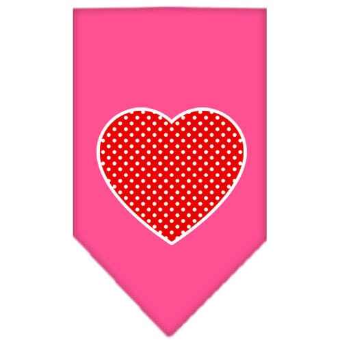 Pet and Dog Bandana Screen Printed, "Red Swiss Dot Heart"