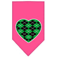 Load image into Gallery viewer, Pet and Dog Bandana Screen Printed, "Green Argyle Heart"

