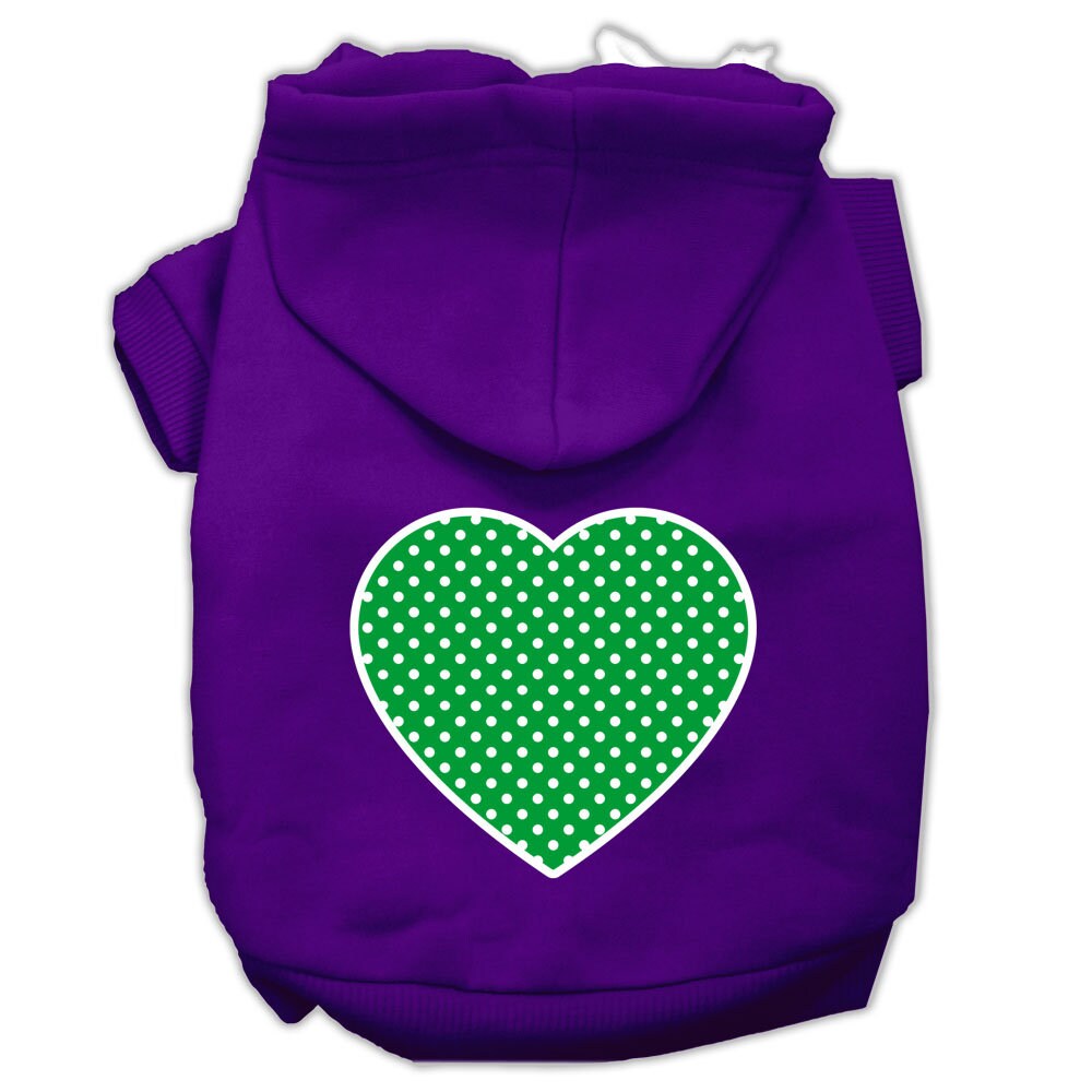Pet Hoodie "Green Swiss Dots Heart"