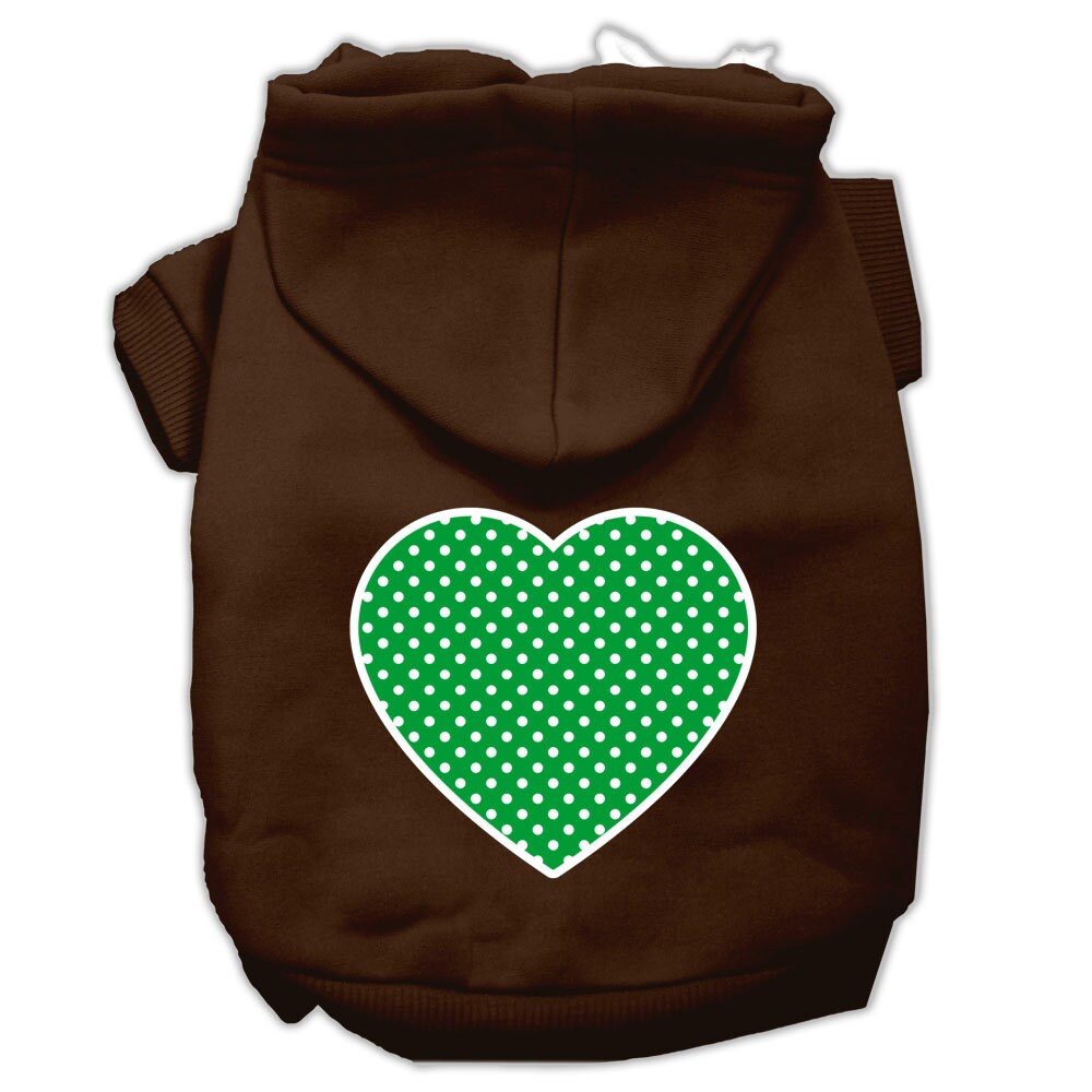 Pet Hoodie "Green Swiss Dots Heart"