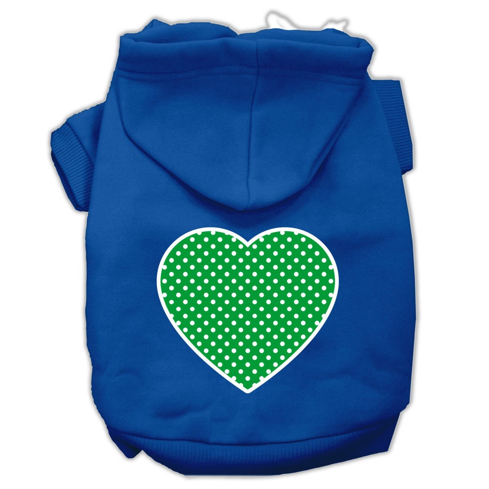 Pet Hoodie "Green Swiss Dots Heart"
