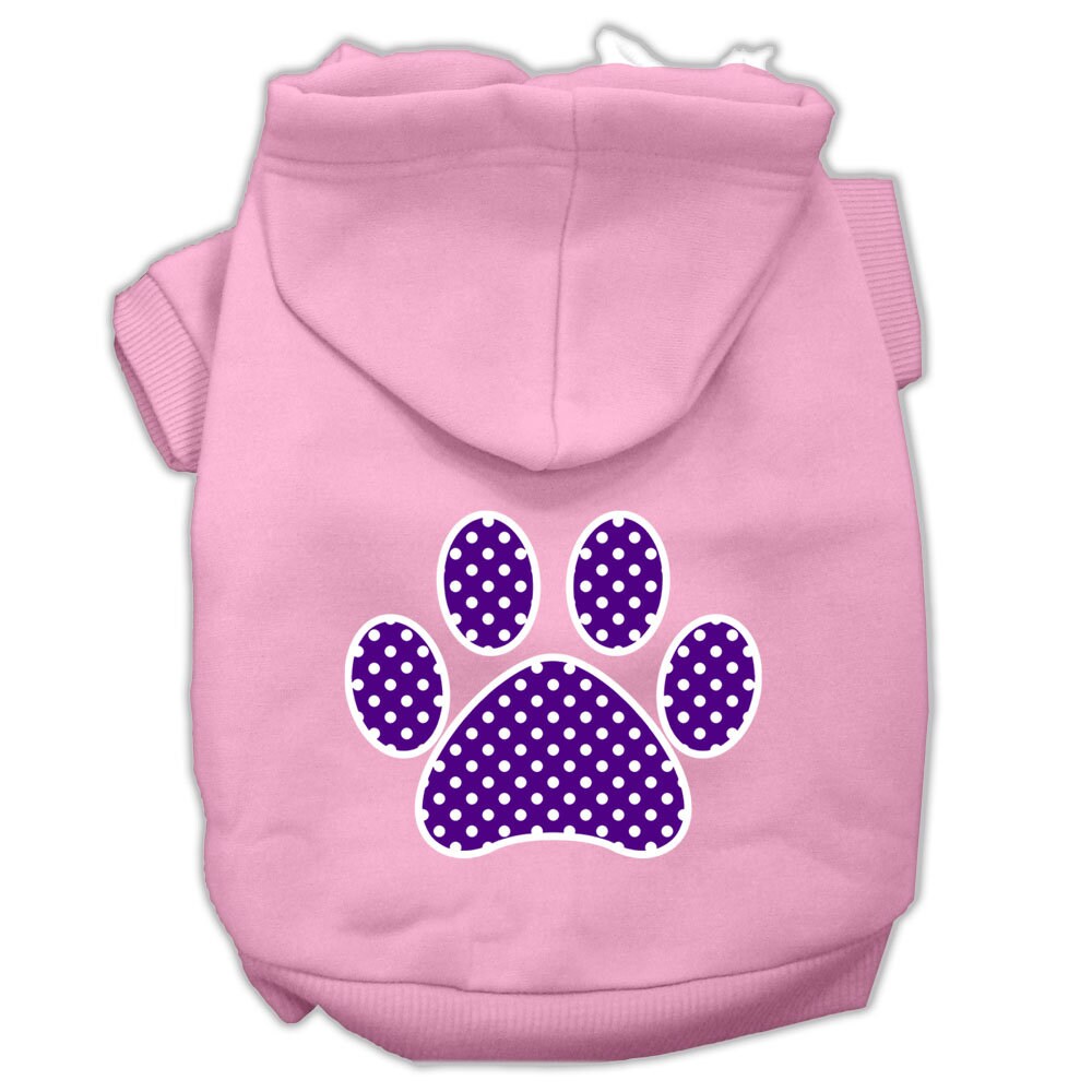 Pet Hoodie Screen Printed, "Purple Swiss Dots Paw"