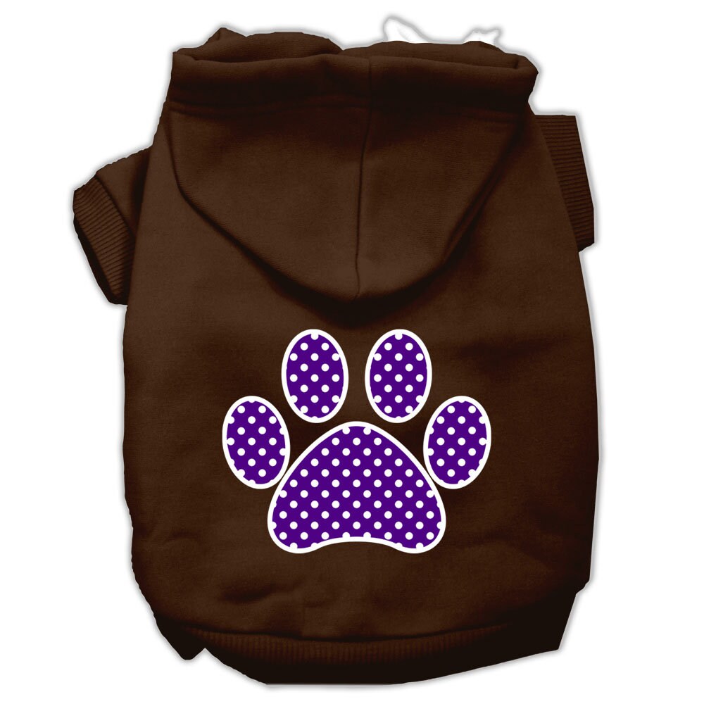 Pet Hoodie Screen Printed, "Purple Swiss Dots Paw"