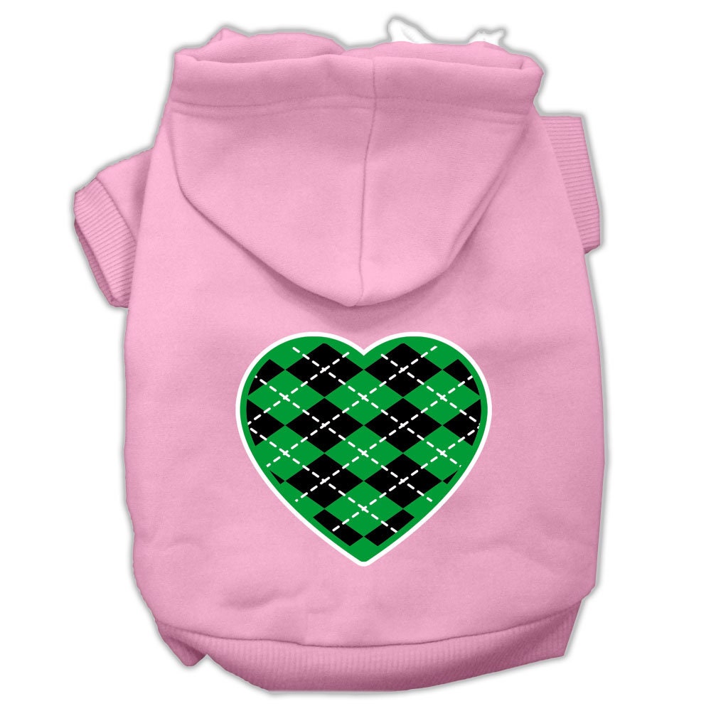 Pet Hoodie "Green Argyle Heart"