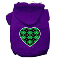 Load image into Gallery viewer, Pet Hoodie "Green Argyle Heart"
