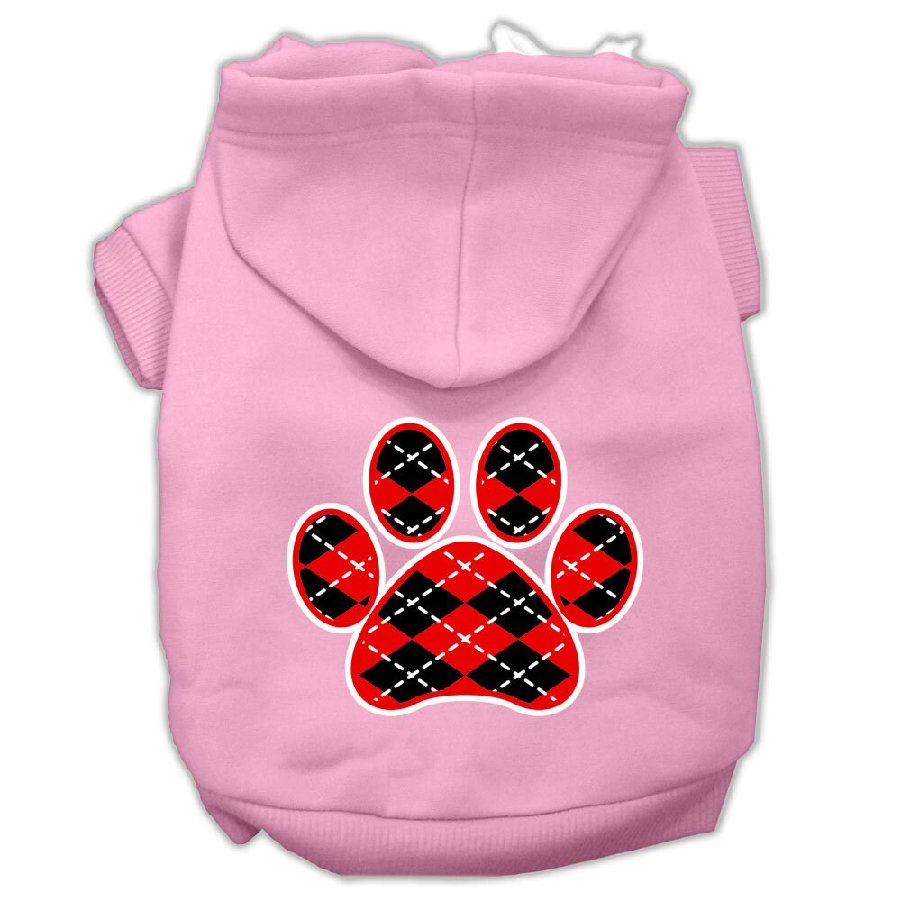 Pet Hoodie "Red Argyle Paw"