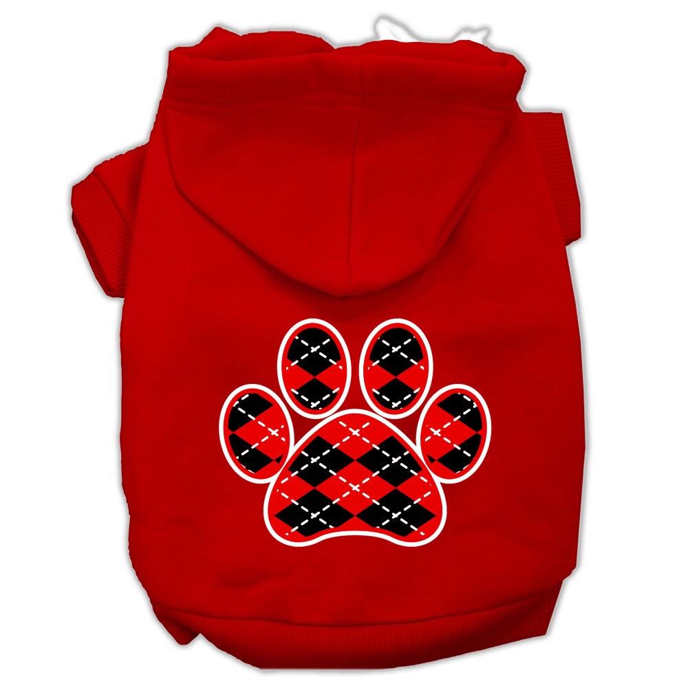 Pet Hoodie "Red Argyle Paw"