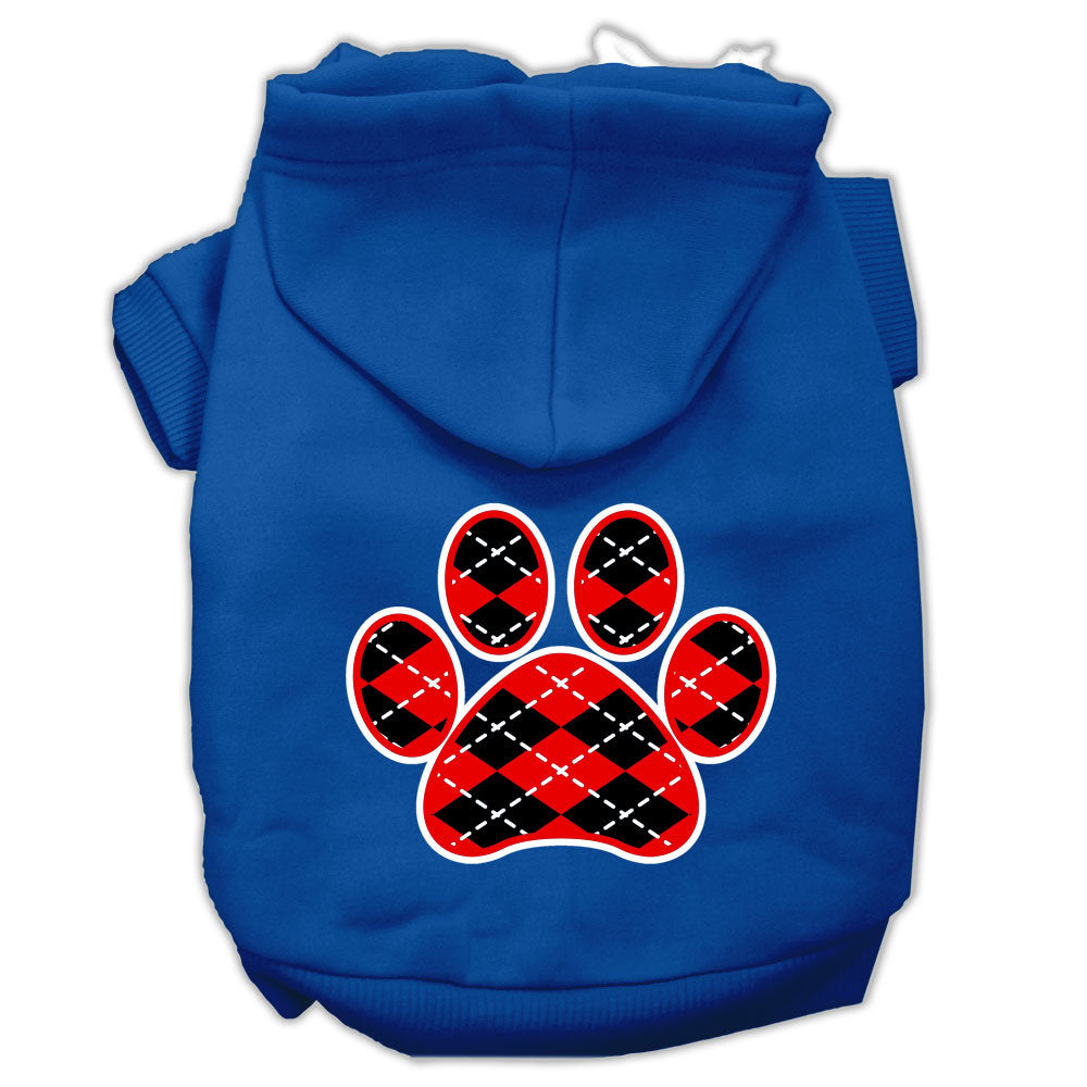 Pet Hoodie "Red Argyle Paw"