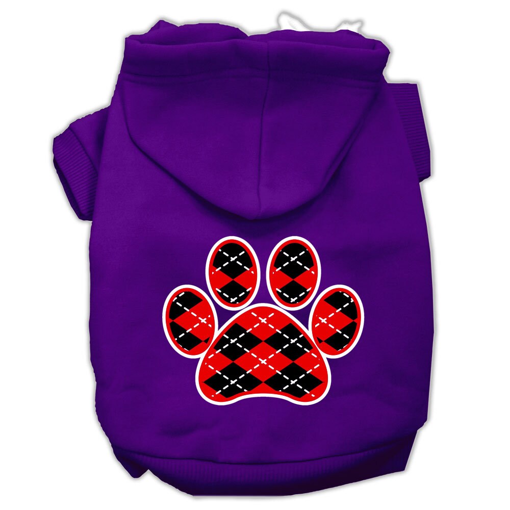 Pet Hoodie "Red Argyle Paw"