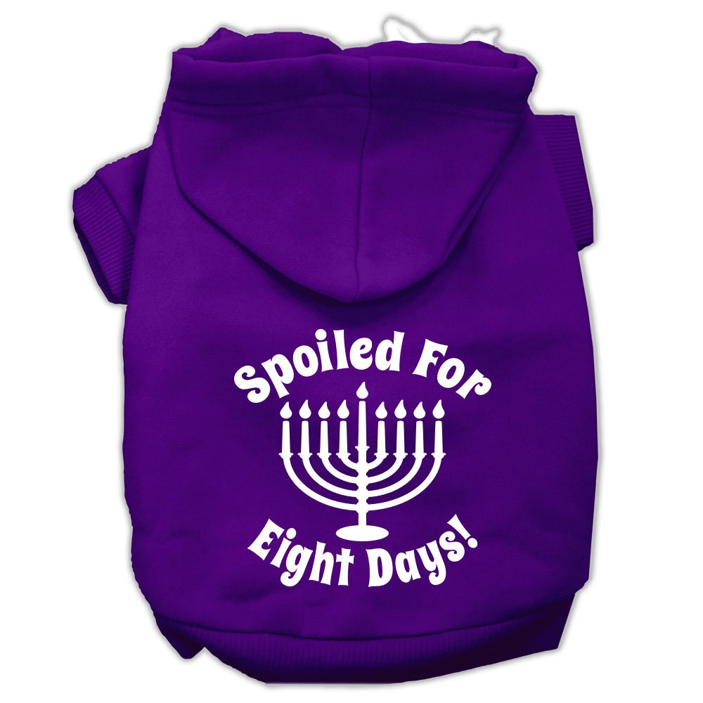 Hanukkah Pet Hoodie Screen Printed, "Spoiled For Eight Days"