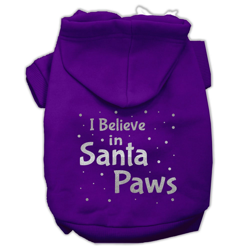 Christmas Pet Hoodie Screen Printed, "I Believe In Santa Paws"