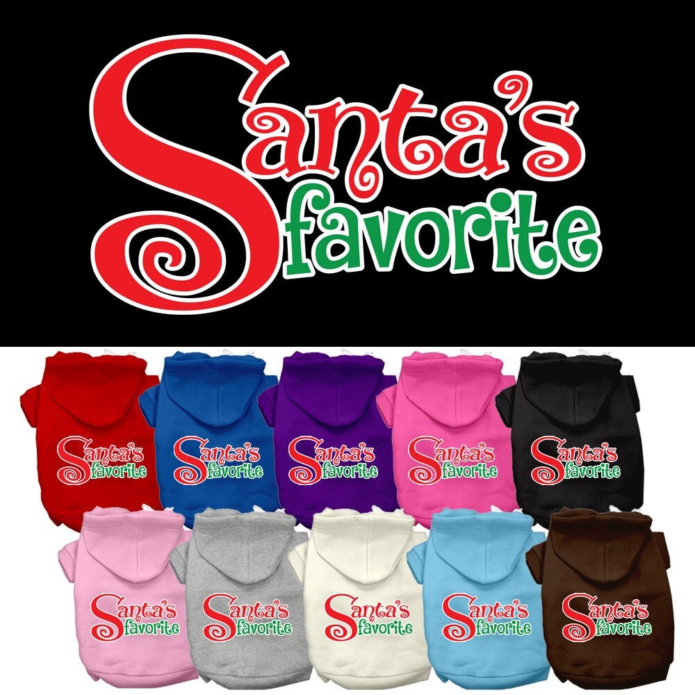 Christmas Pet Hoodie Screen Printed, "Santa's Favorite"