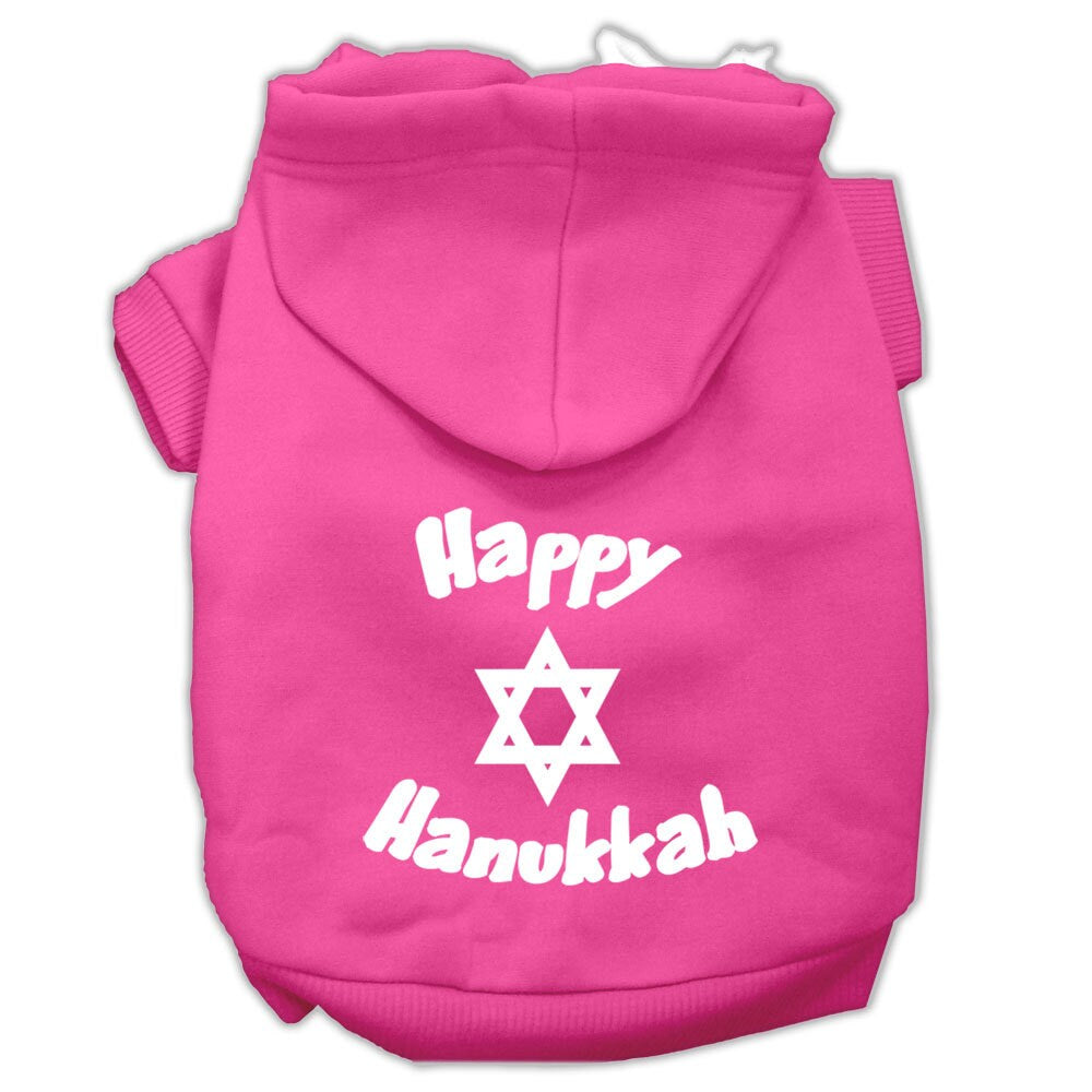 Hanukkah Pet Hoodie Screen Printed, "Happy Hanukkah"