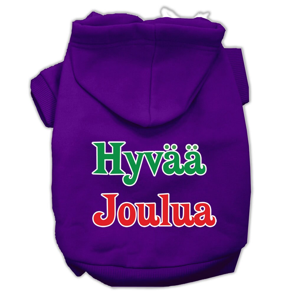 Pet Dog & Cat Hoodie Screen Printed, "Hyvaa Joulua"