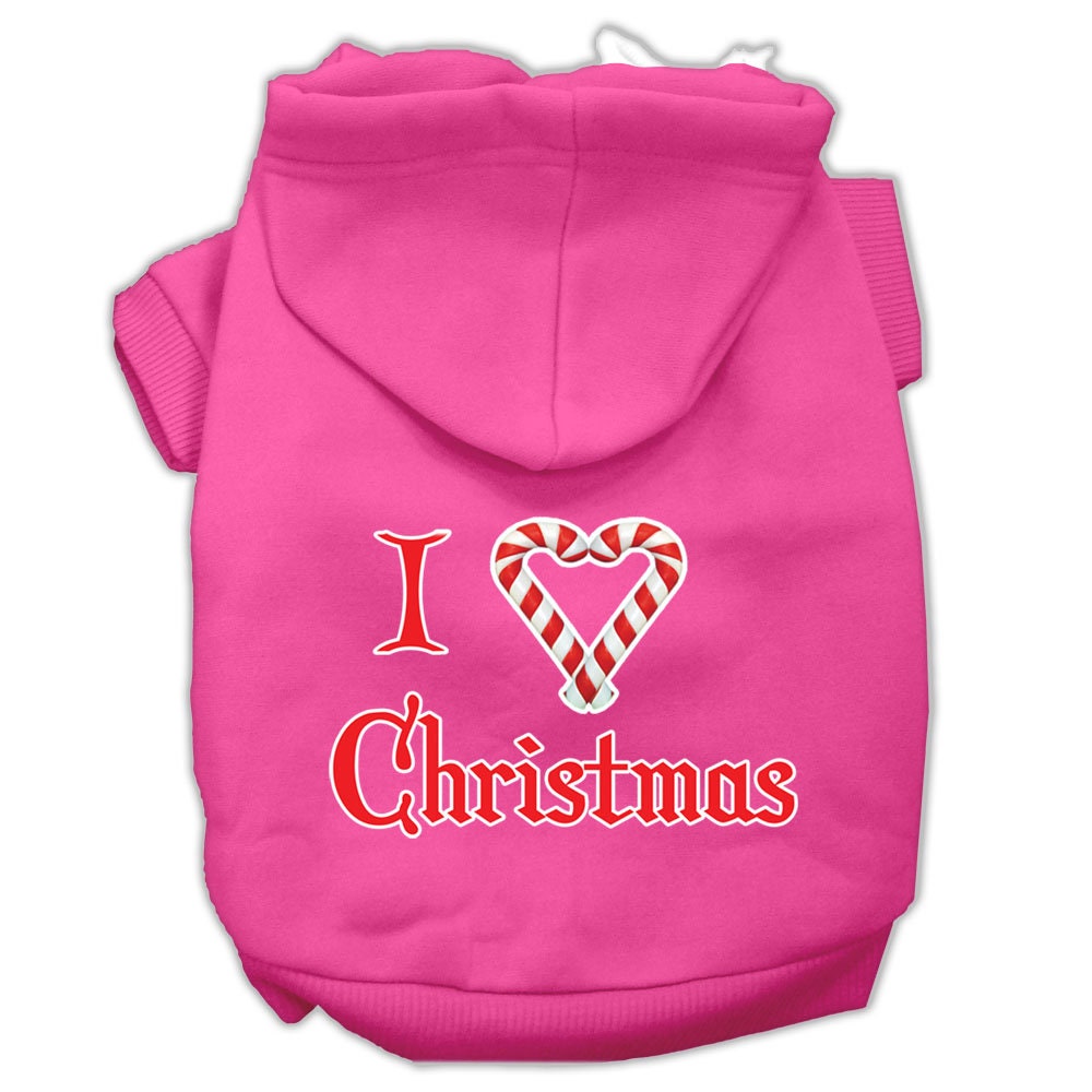 Christmas Pet Hoodie Screen Printed, "I Heart Christmas"