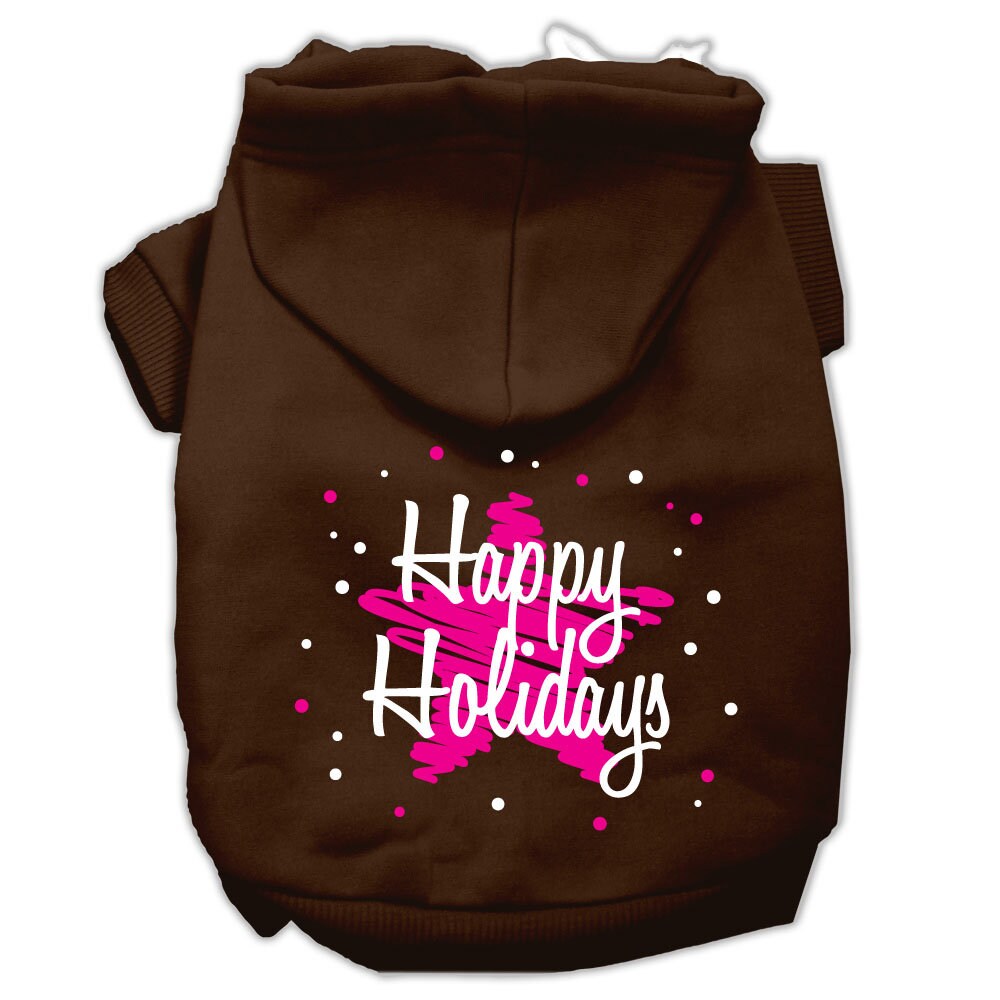 Christmas Pet Hoodie Screen Printed, "Scribble Happy Holidays"