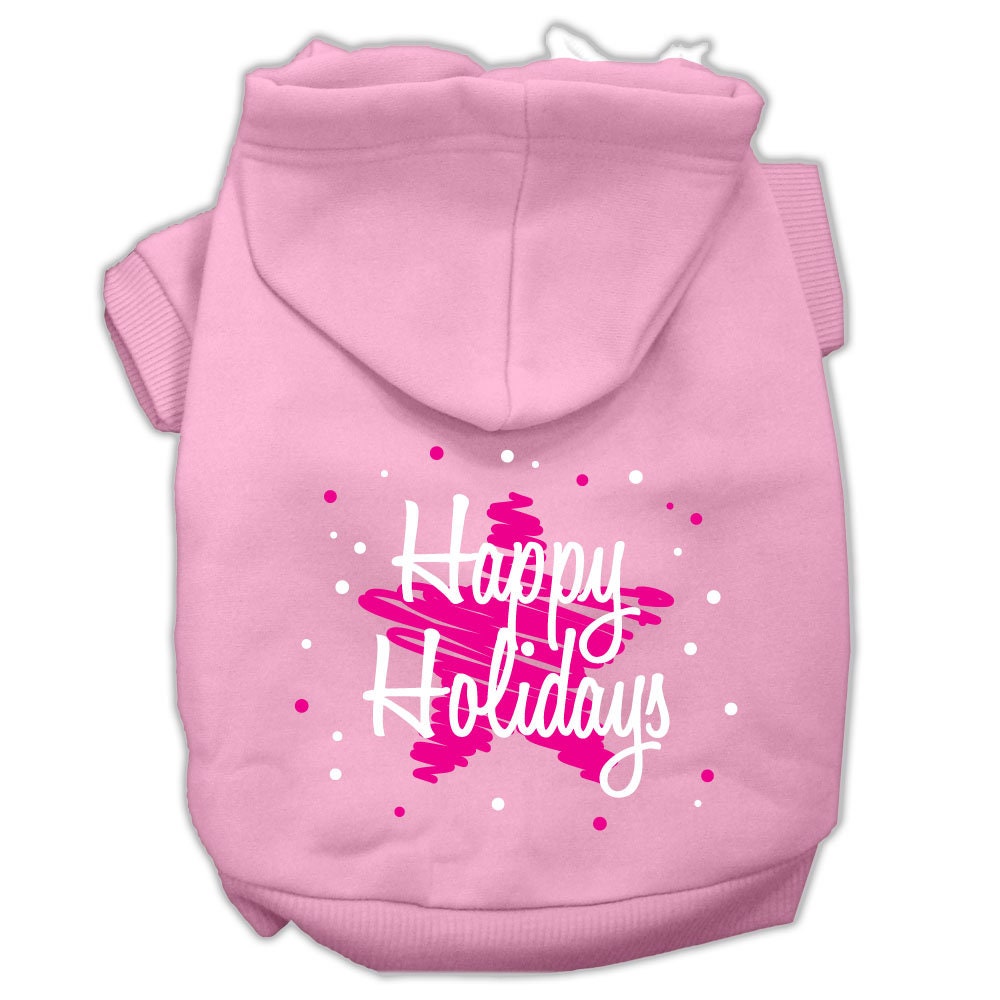 Christmas Pet Hoodie Screen Printed, "Scribble Happy Holidays"