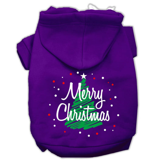 Christmas Pet Hoodie Screen Printed, "Scribble Merry Christmas"