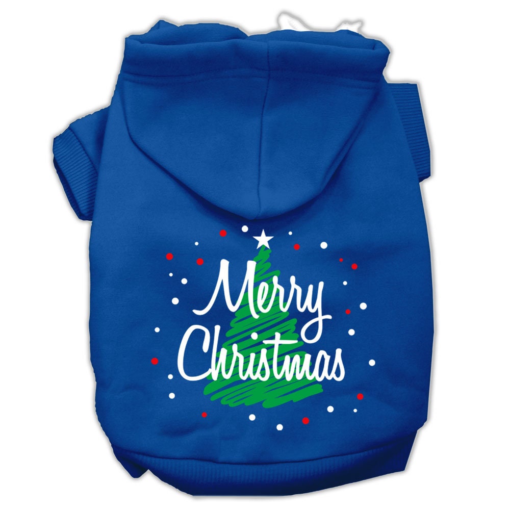 Christmas Pet Hoodie Screen Printed, "Scribble Merry Christmas"