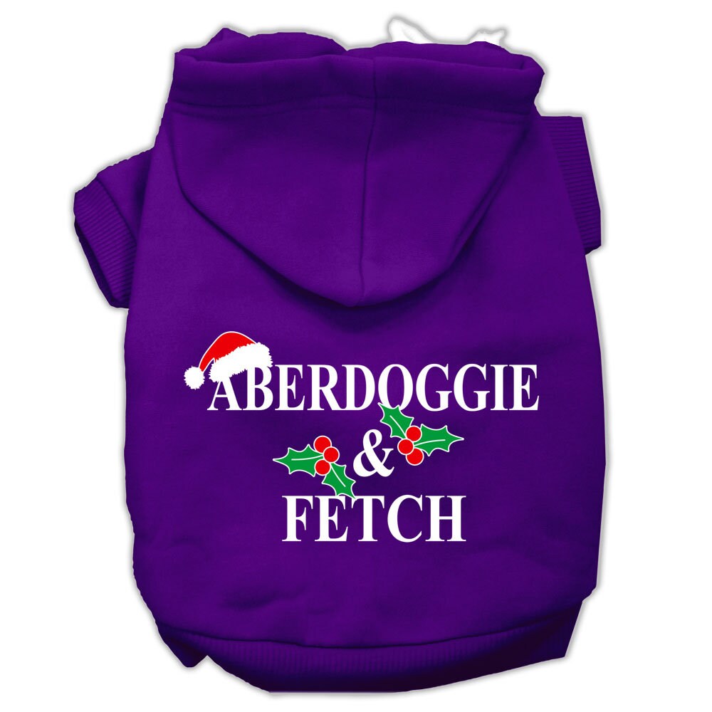 Christmas Pet Hoodie Screen Printed, "Aberdoggie & Fetch"