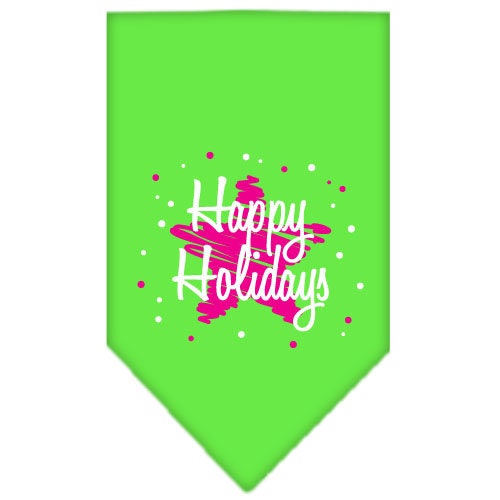 Christmas Pet and Dog Bandana Screen Printed, "Scribble Happy Holidays"