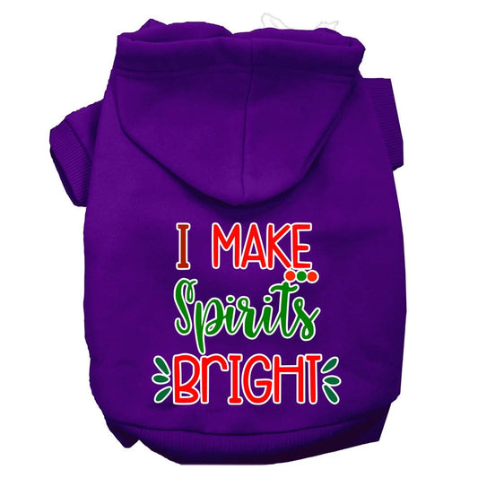 Christmas Pet Hoodie Screen Printed, "I Make Spirits Bright"
