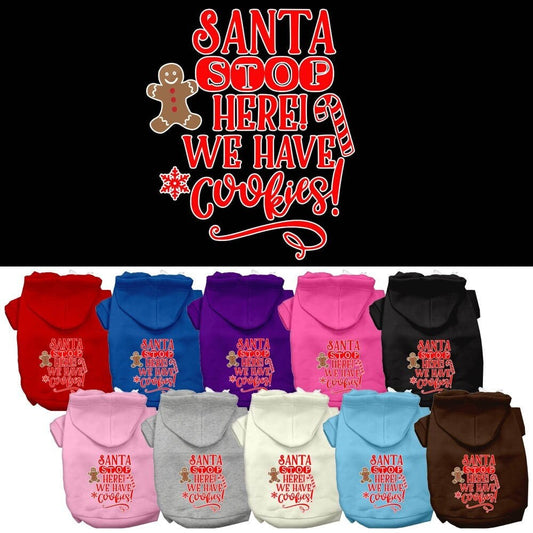 Christmas Pet Hoodie Screen Printed, "Santa Stop Here, We Have Cookies"