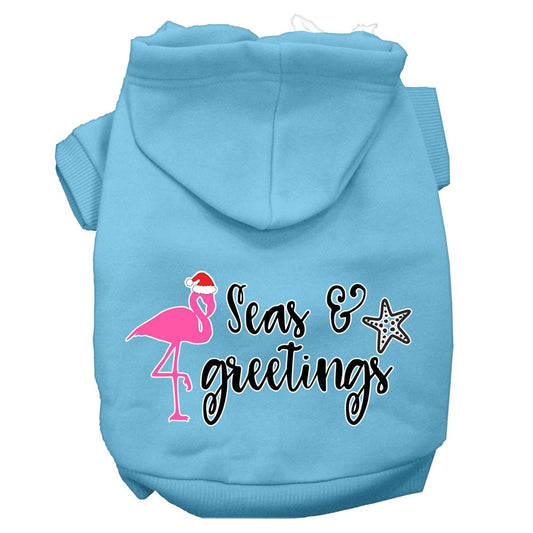 Christmas Pet Hoodie Screen Printed, "Seas & Greetings"